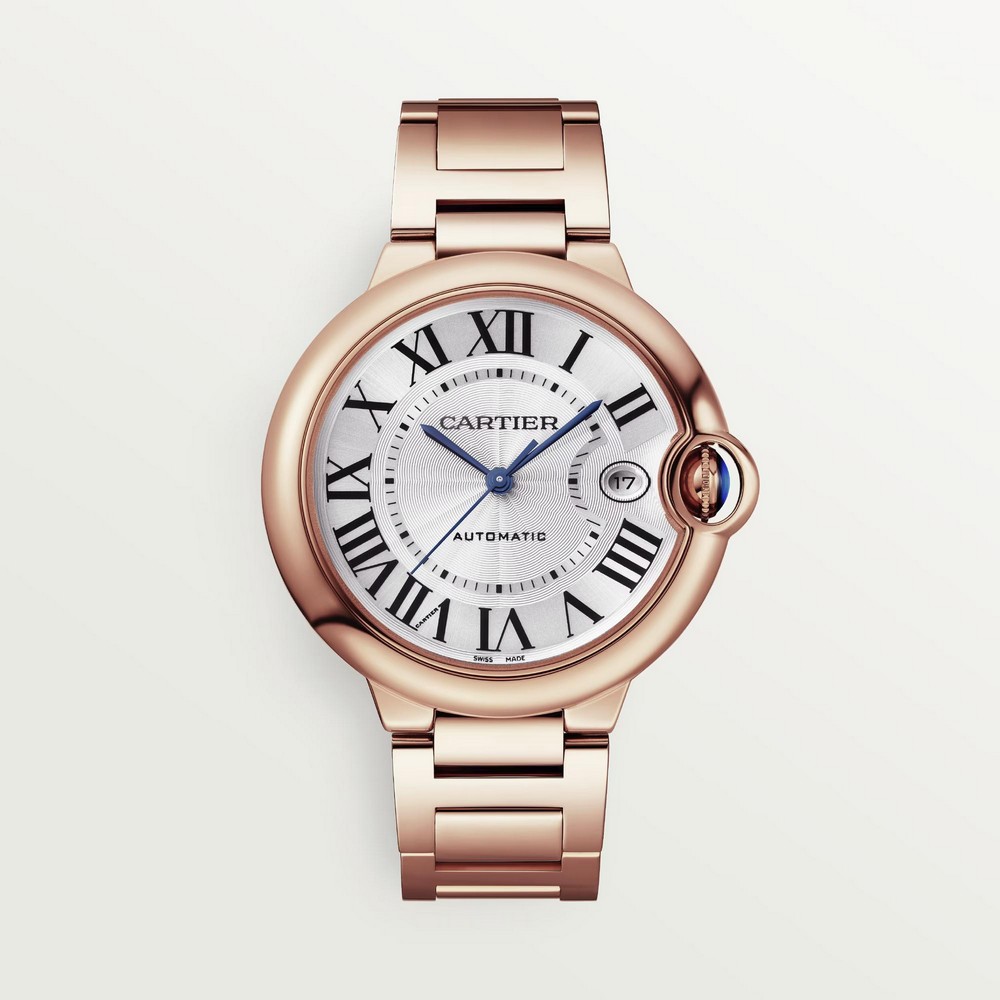 Đồng Hồ Cartier Ballon Bleu De Cartier Watch 40mm Nam Vàng Hồng Xám